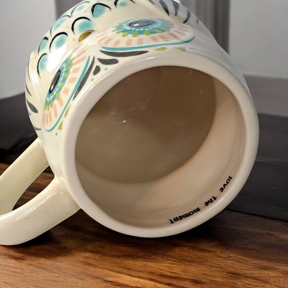 Owl Coffee Tea Chocolate Mug Love The Moment Natural Life Turquoise Mint Cond. - Picture 5 of 14